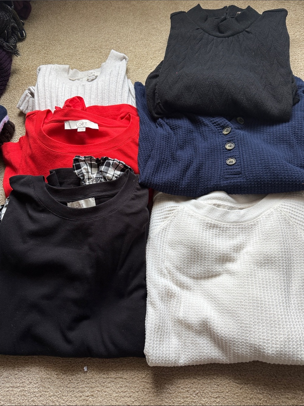 LOFT Mixed Color Women's Sweater Bundle — Black, Red, Navy, White- size XL